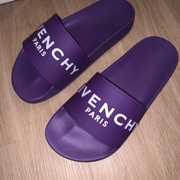 NEW GIVENCHY PARIS PURPLE LOGO POOL SLIDES SANDALS 36 6 RECEIPT AUTHENTIC - Picture 5 of 14